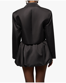 Cropped Satin Blazer | Black