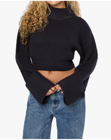 Cropped Turtle Neck Sweater | Navy