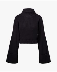 Cropped Turtle Neck Sweater | Navy