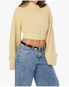 Cropped Turtle Neck Sweater | Wheat