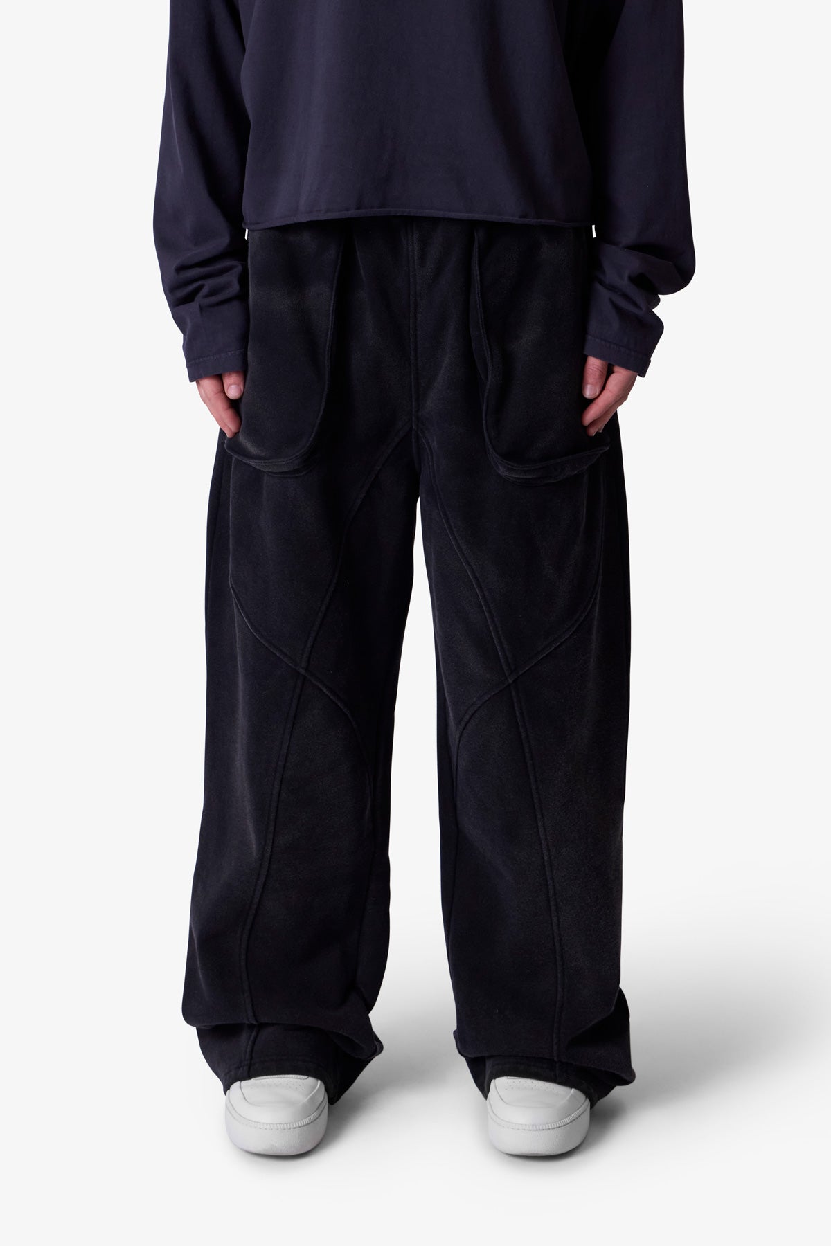 Cross Seamed Sweatpants | Washed Black