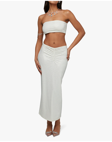 Crystal Midi Skirt | Ecru