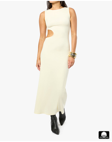 Cut Out Boat Neck Dress | Ivory