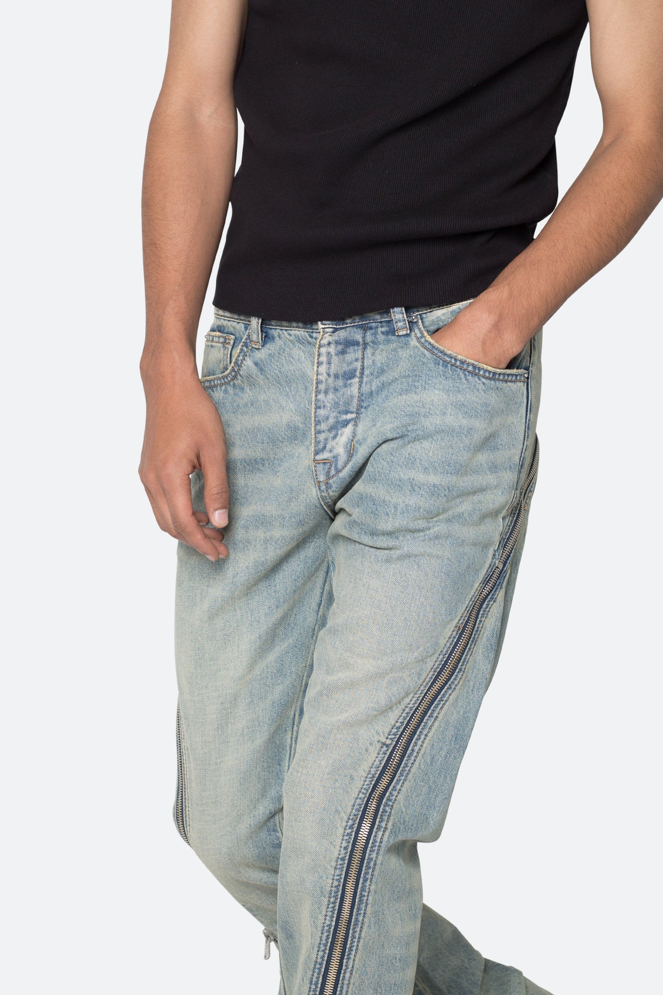 D519 Zipper Flare Denim | Vintage Blue