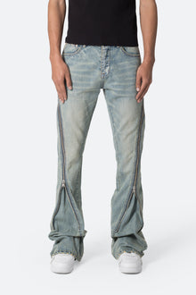 D519 Zipper Flare Denim | Vintage Blue