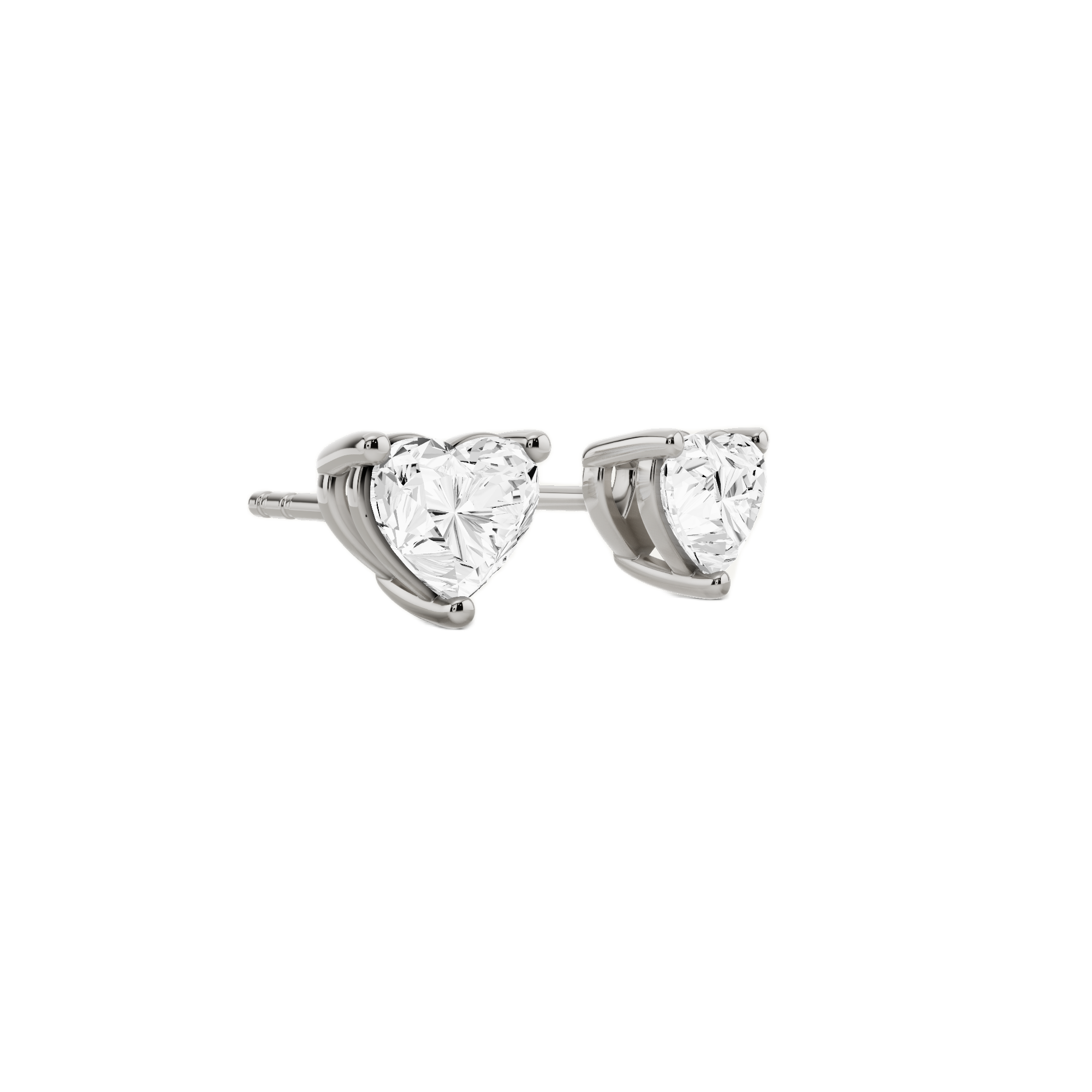 Womens | Stud Earrings | 14K White Gold | 1 CTW Heart Shape Lab Grown Diamond | G-VS-SI1