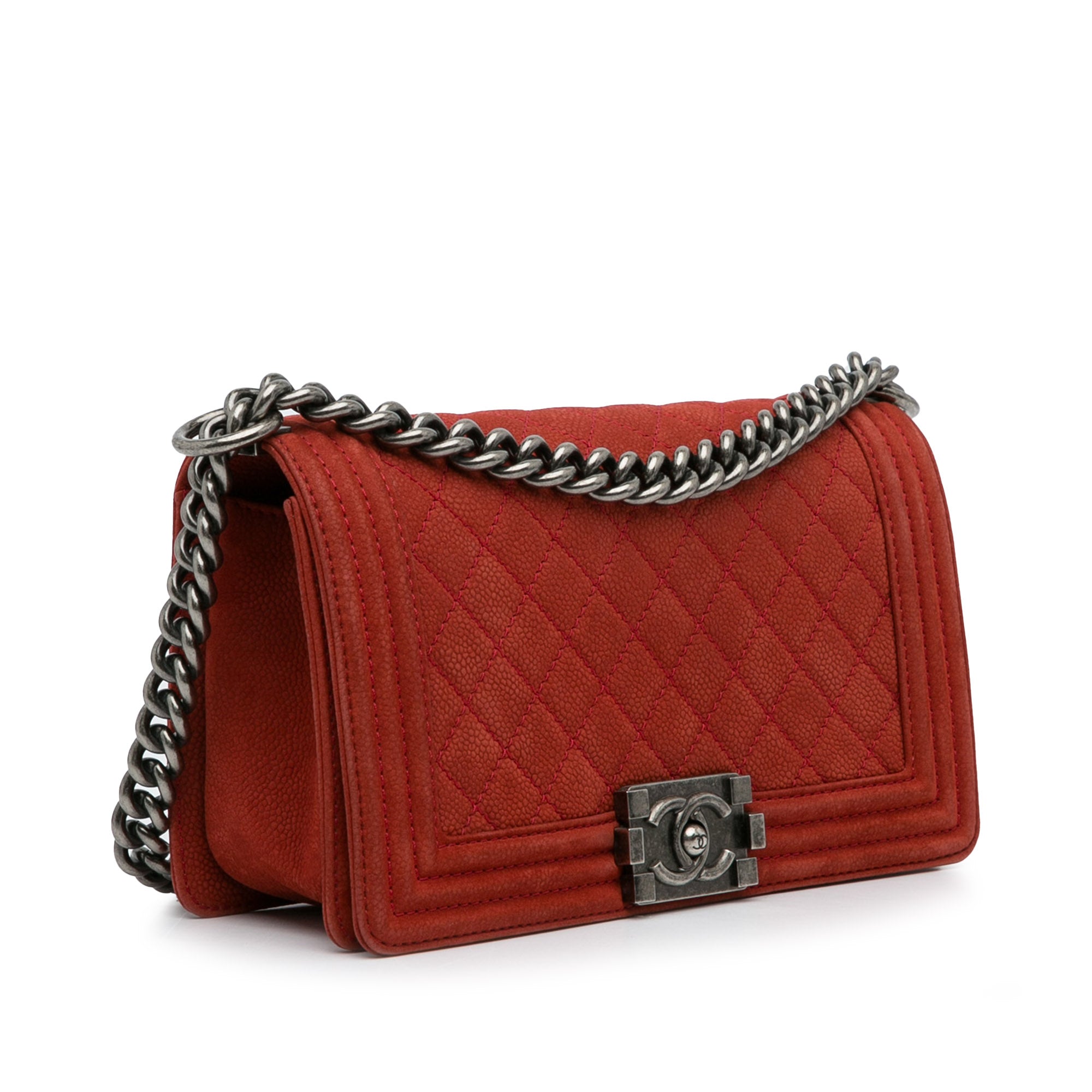 Chanel | Pre-Owned Old Medium Quilted Caviar Boy Flap - I | Red