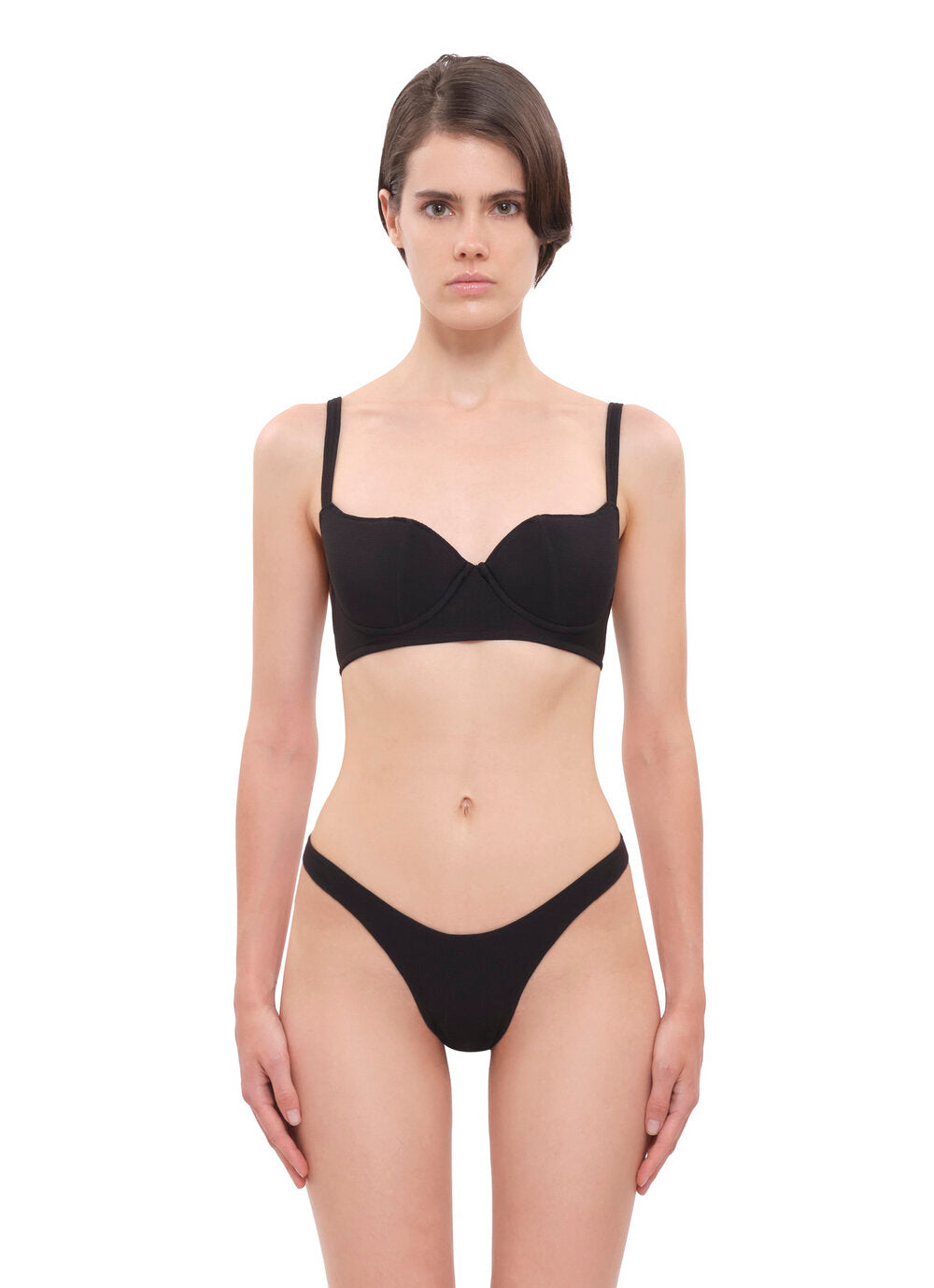 Womens | Pyxis Ribbed High Rise Bikini Bottom | Black