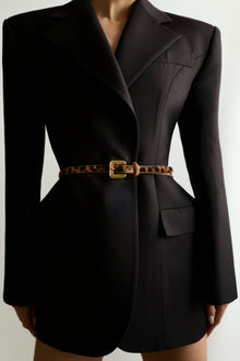 Mara Calf Hair Belt | Jaguar & 24K Gold