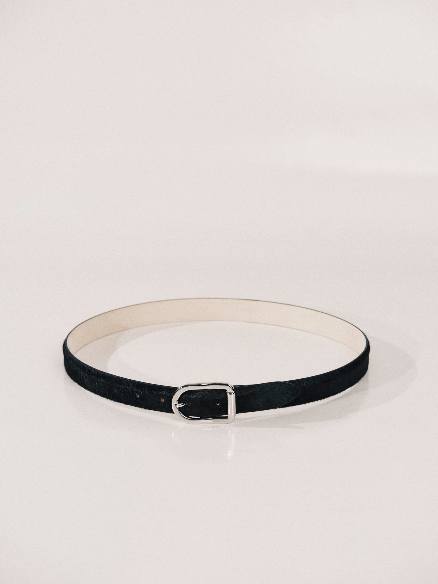 Mija Calf Hair Belt | Black & Silver