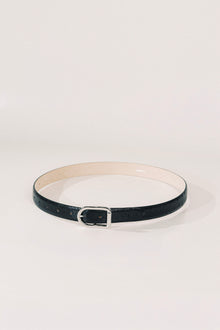 Mija Belt | Black Ostrich & Silver