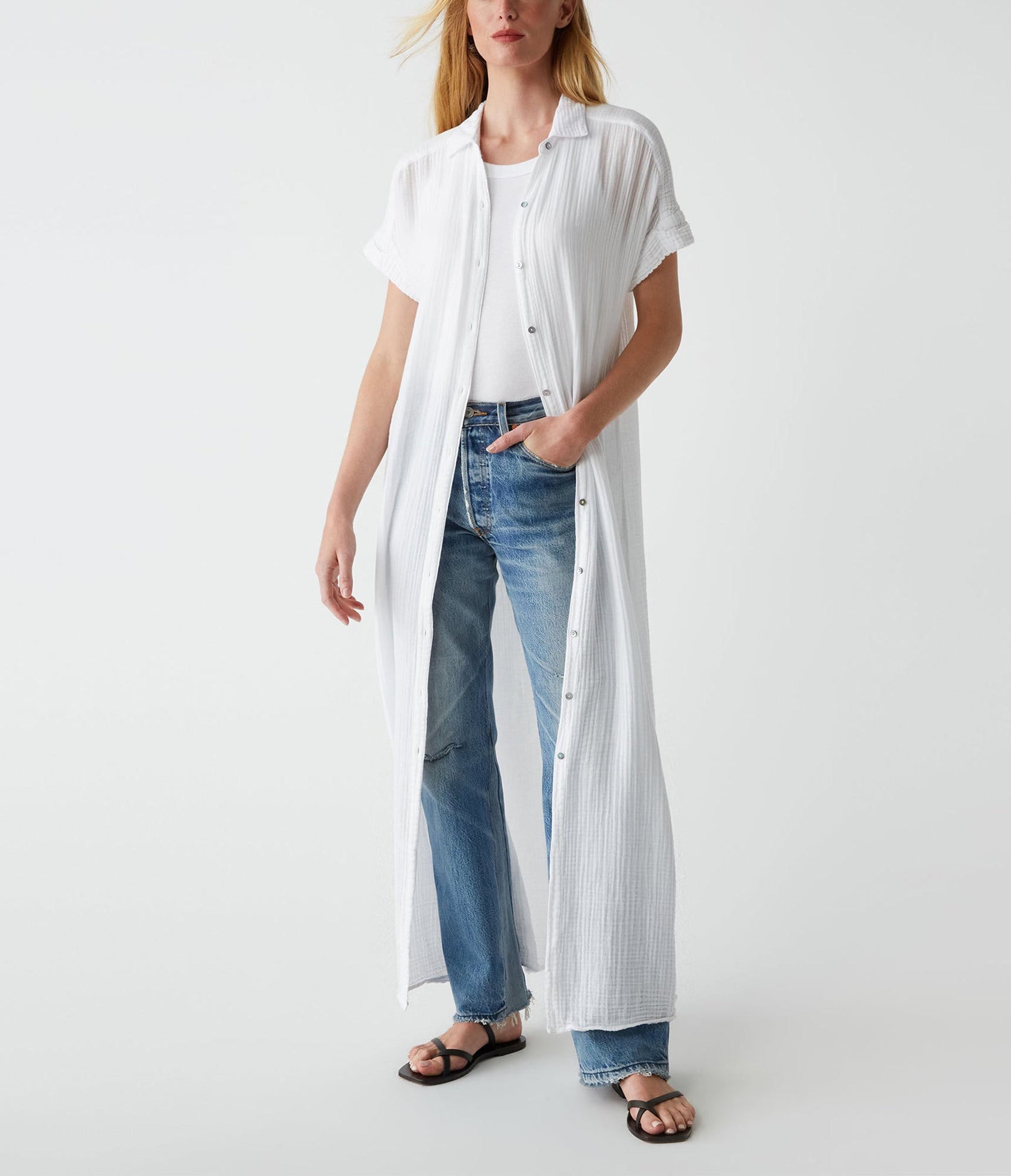 Allen Gauze Shirt Dress | White