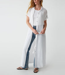 Allen Gauze Shirt Dress | White