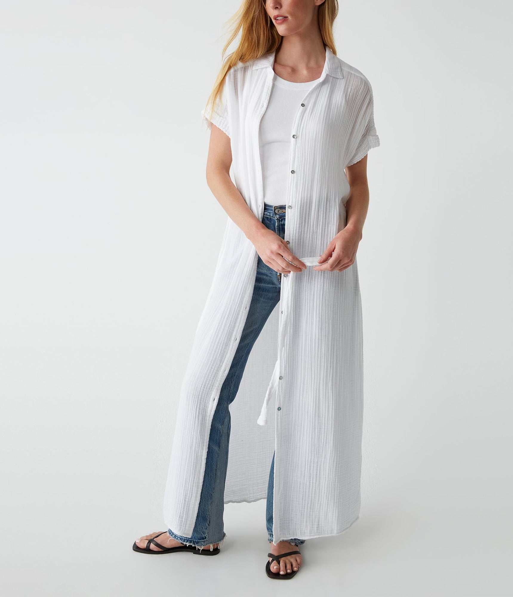 Allen Gauze Shirt Dress | White