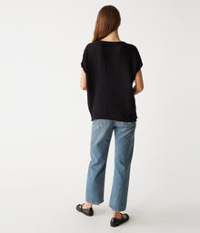 Naomi Split Neck Top | Black