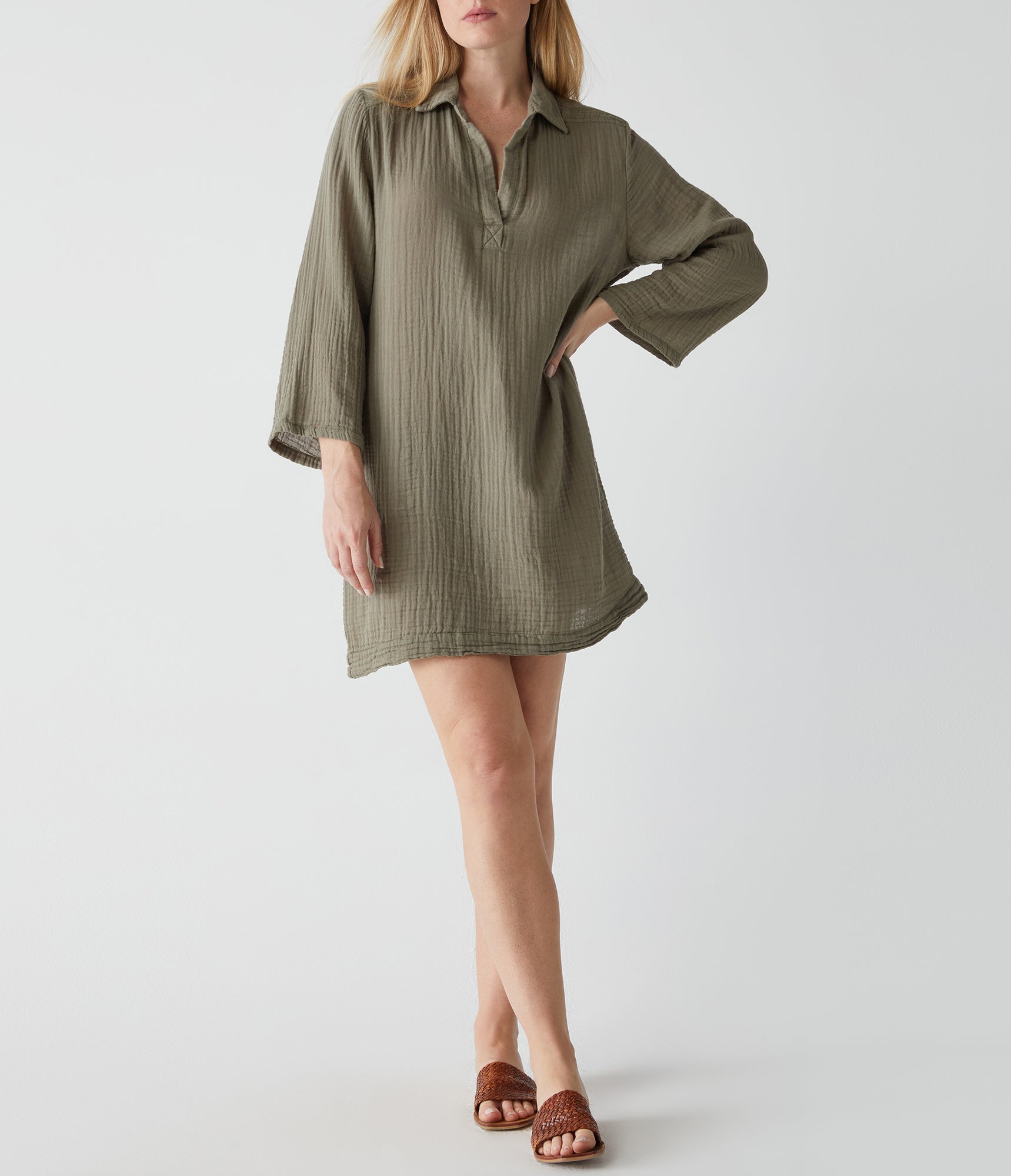 Kini Collared Tunic Dress | Olive