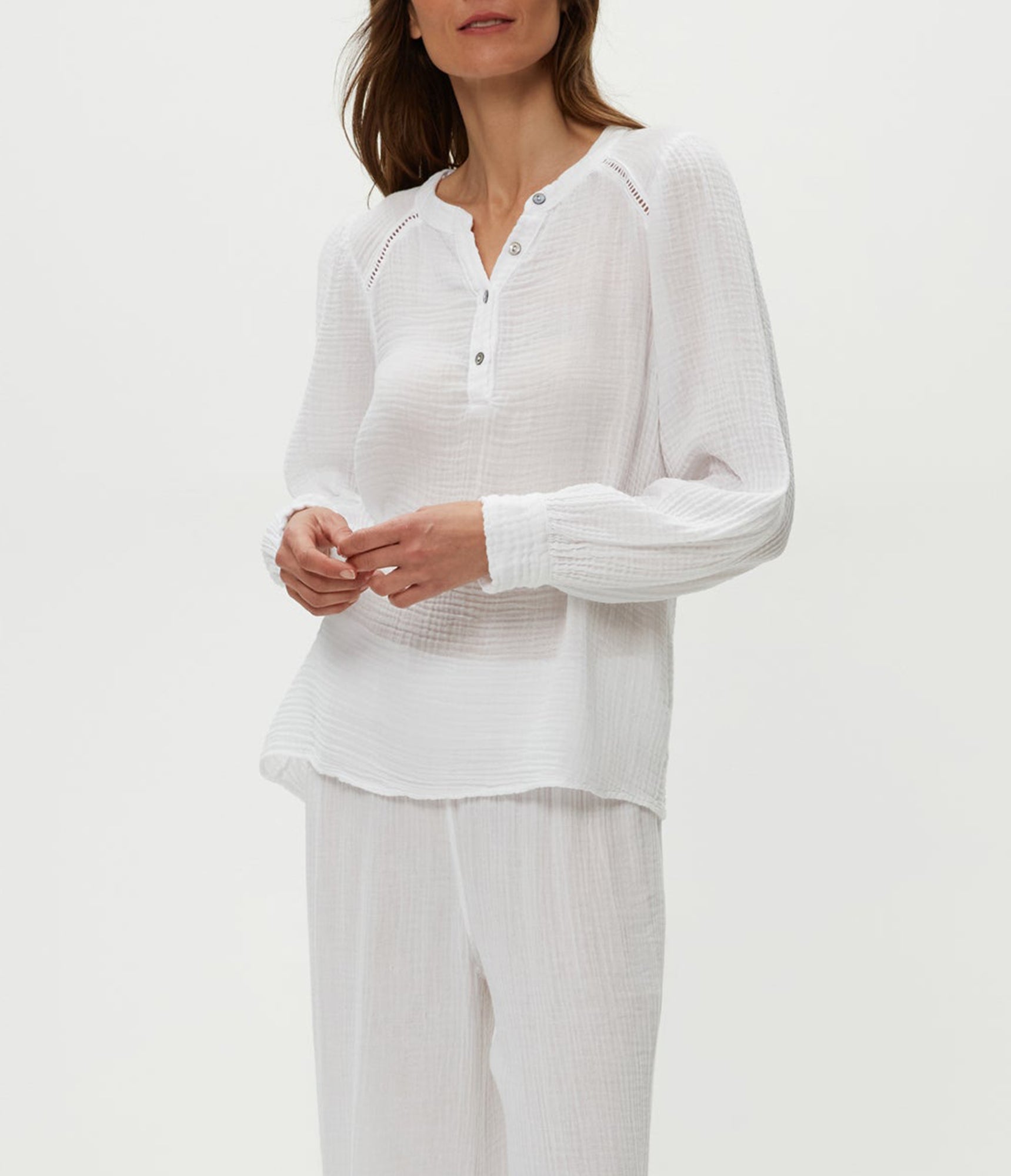 Kacey Peasant Top | White