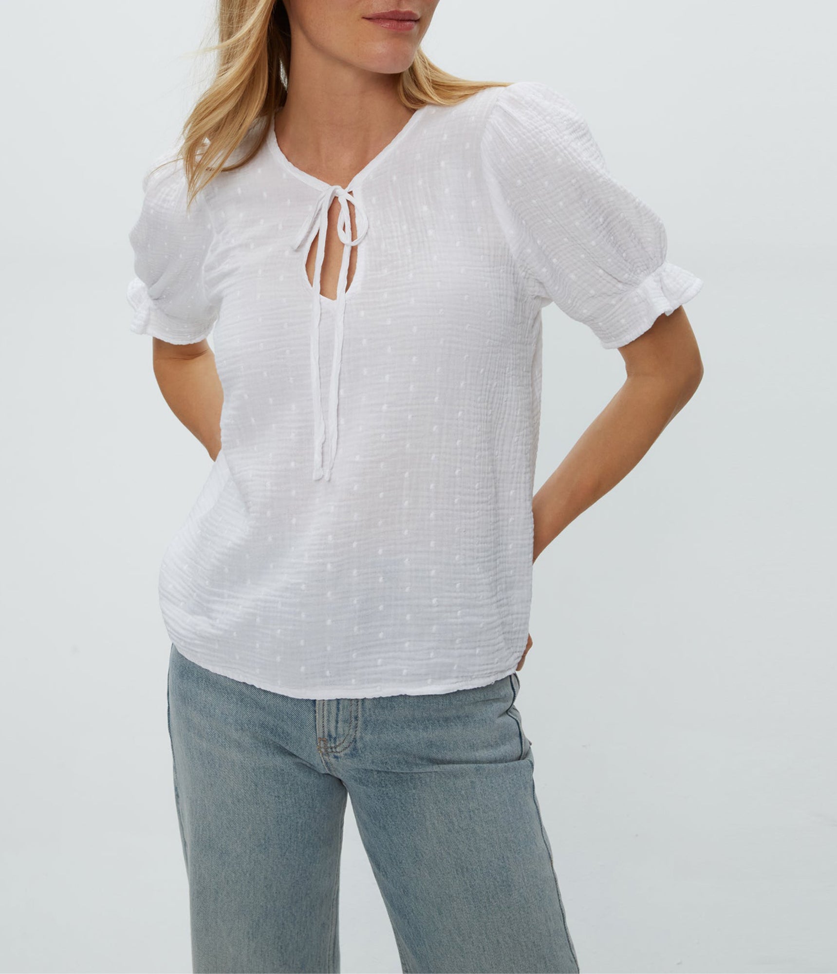 Genevieve Puff Sleeve Top | White