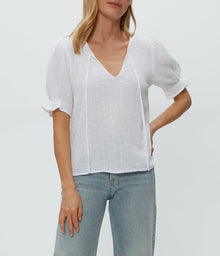 Genevieve Puff Sleeve Top | White