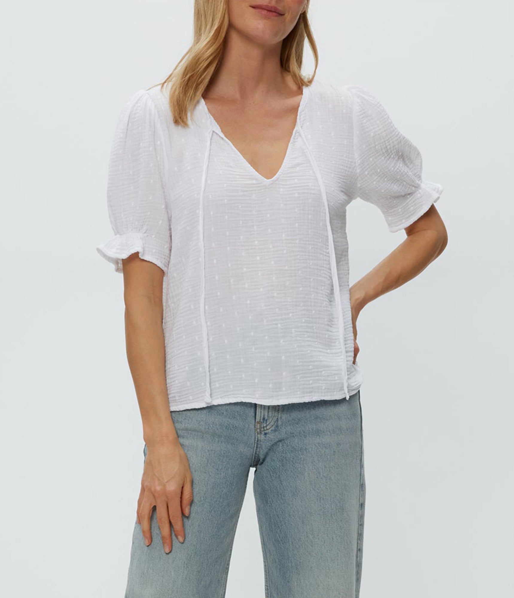 Genevieve Puff Sleeve Top | White