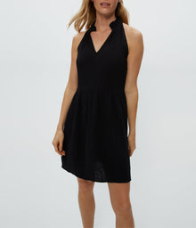 Alessa Dot Gauze Dress | Black