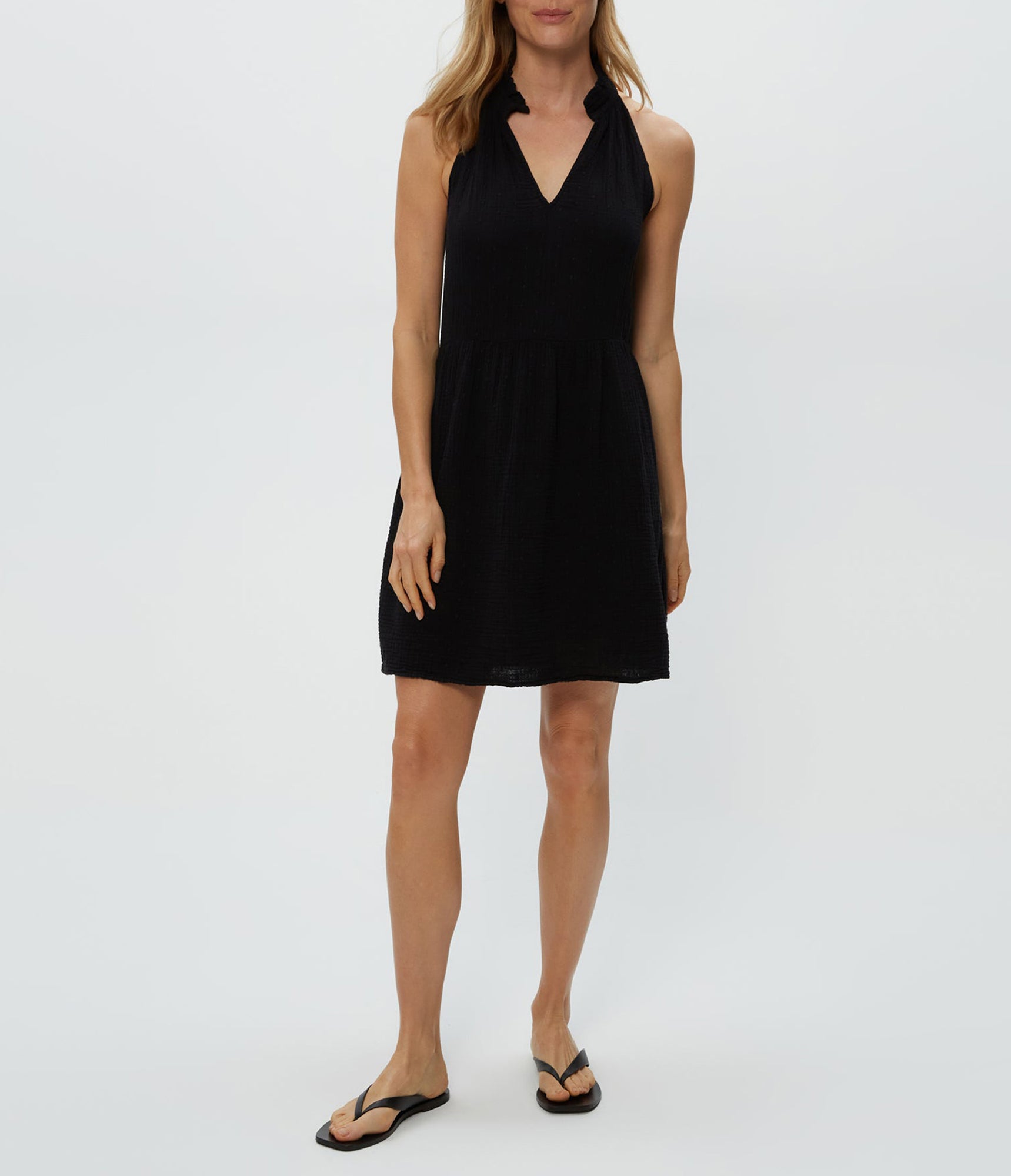 Alessa Dot Gauze Dress | Black