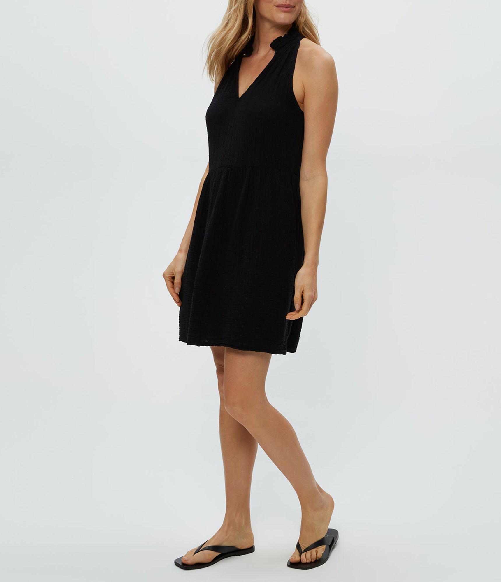 Alessa Dot Gauze Dress | Black
