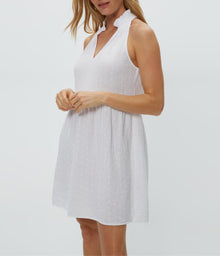 Alessa Dot Gauze Dress | White
