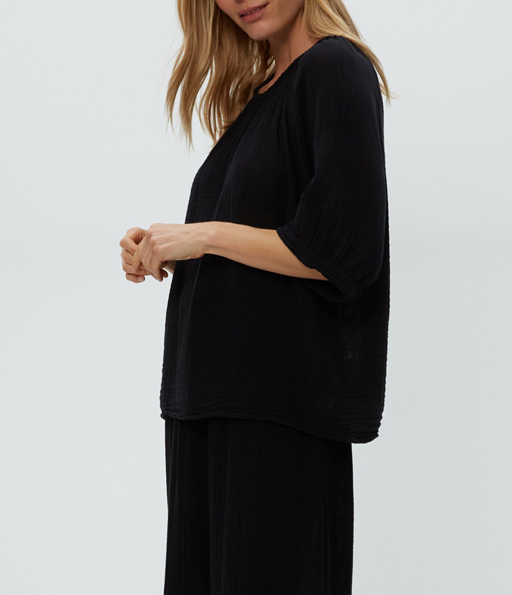 Jane Puff Sleeve Top | Black