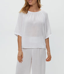 Jane Puff Sleeve Top | White