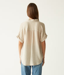 Gigi Gauze Popover Top | Cement