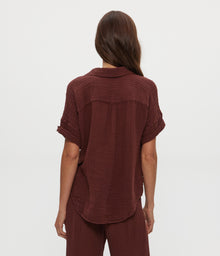 Gigi Gauze Popover Top | Espresso