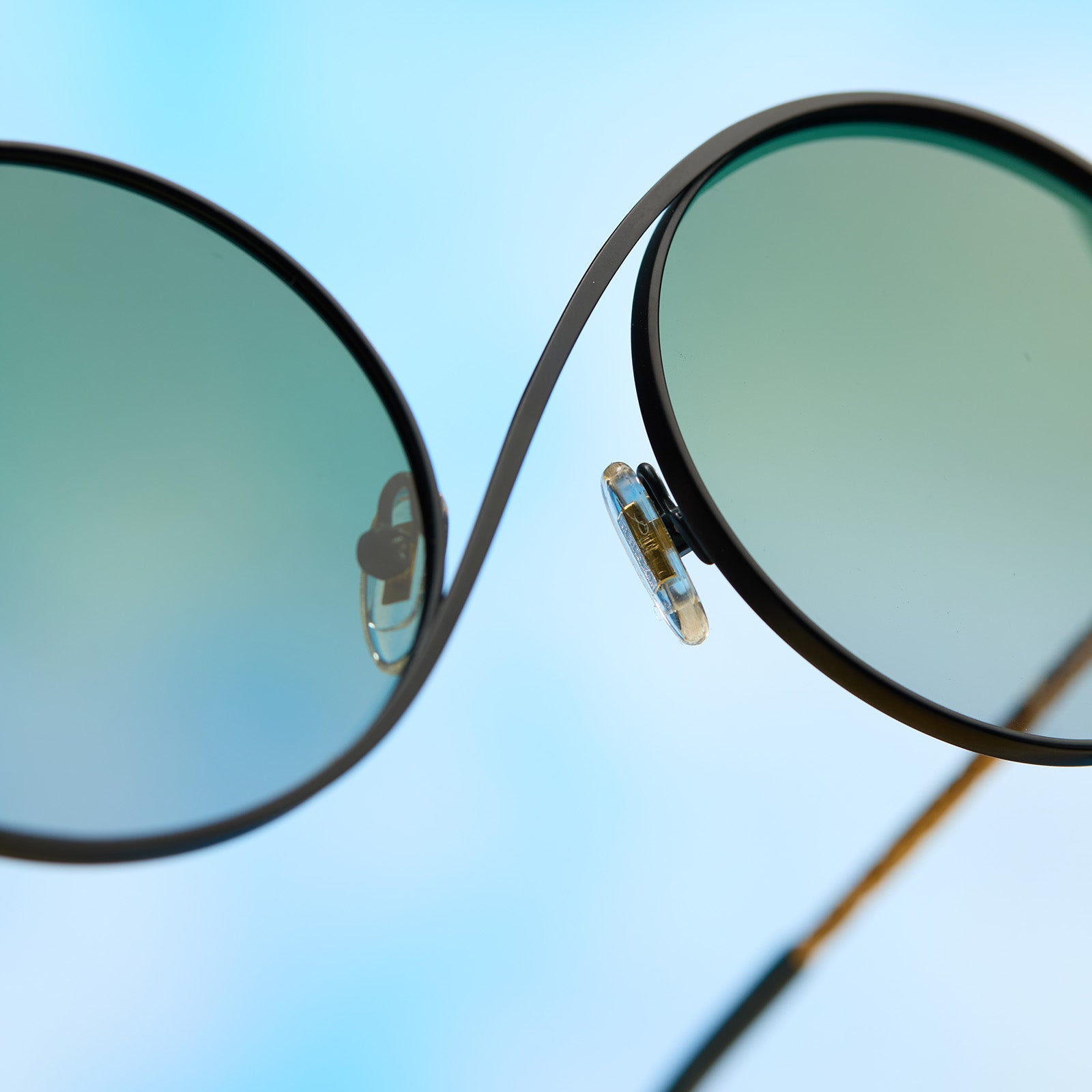 Womens | Elphaba Wire Frames Sunglasses | Classic Black Wire | Emerald Tint Gradient Lenses