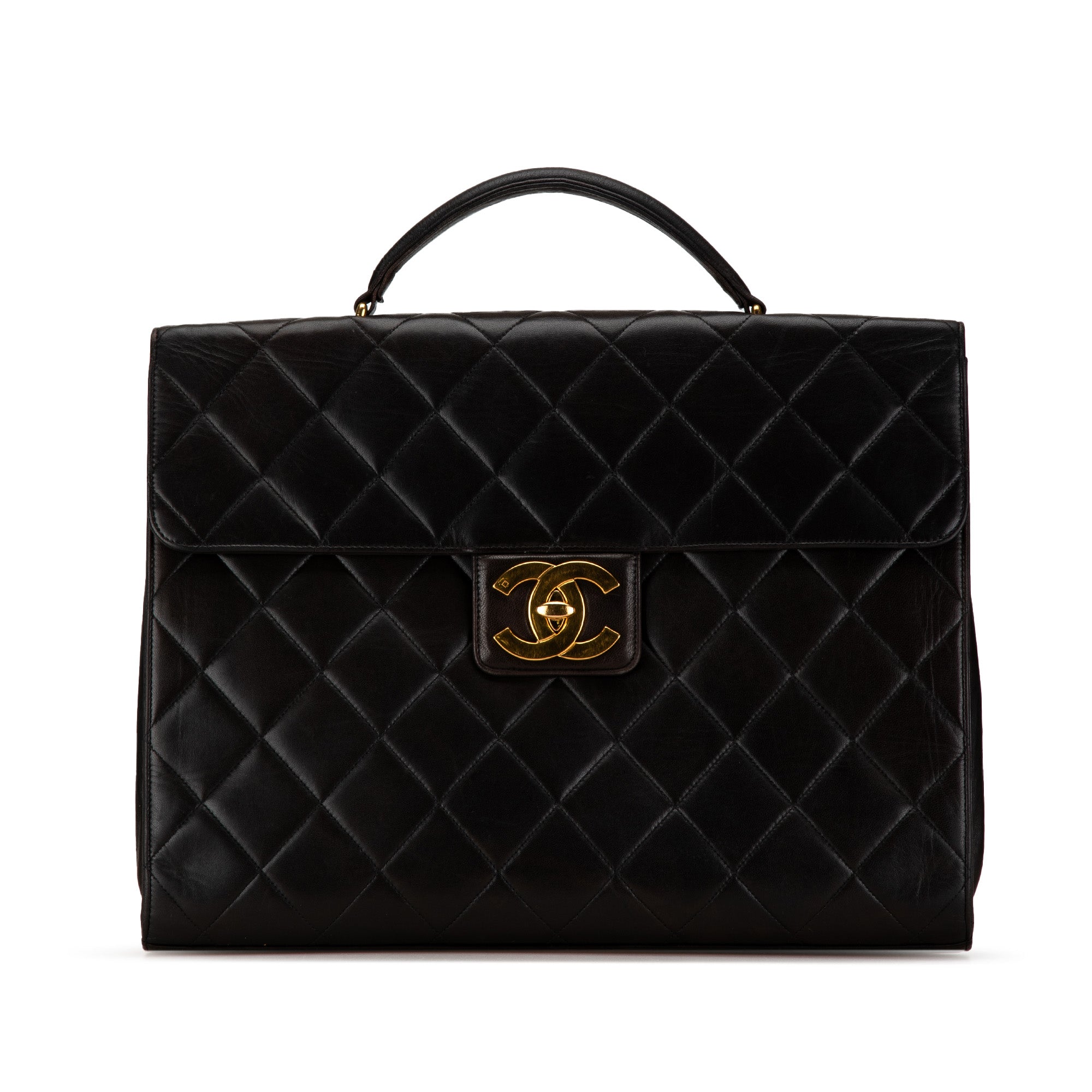 Chanel | Pre-Owned CC Quilted Lambskin Flap Briefcase | Black