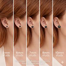 AA+ Round Stud Earrings | 14K White Gold | Black Tahitian Pearl | 11mm - 12mm | Pushback Clasp