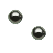 AA+ Round Stud Earrings | 14K White Gold | Black Tahitian Pearl | 11mm - 12mm | Pushback Clasp