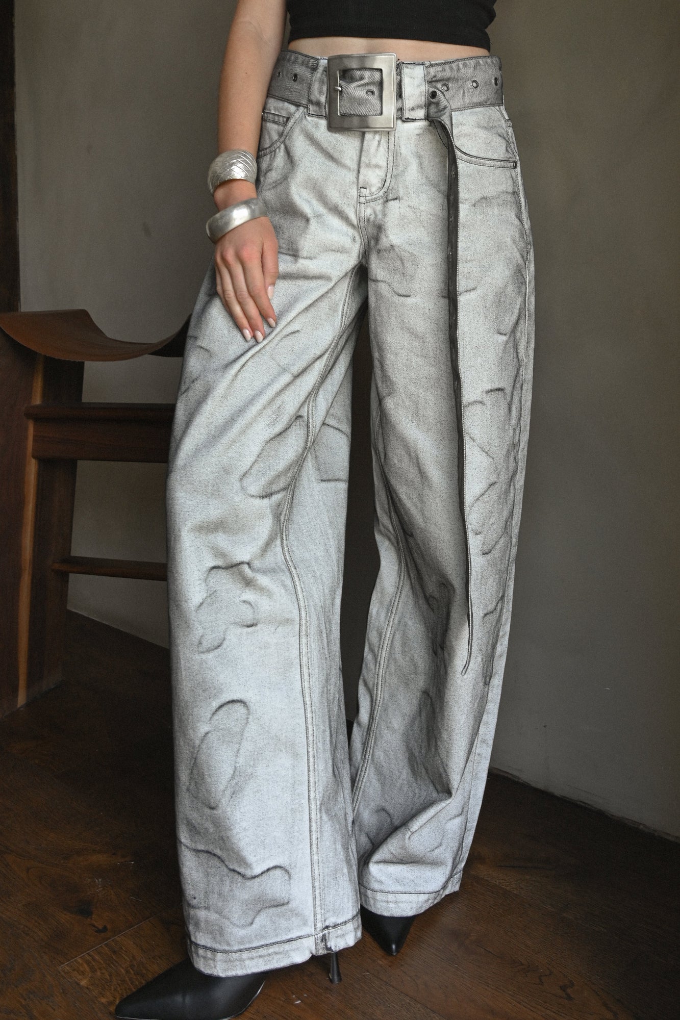 Faria Belted Jeans | Grey