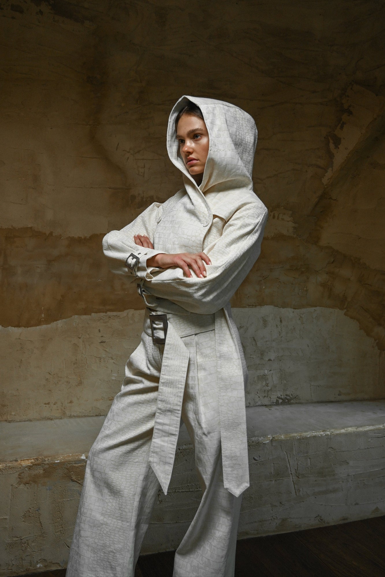 Ganna Belted Jacket | Snakeskin Jacquard