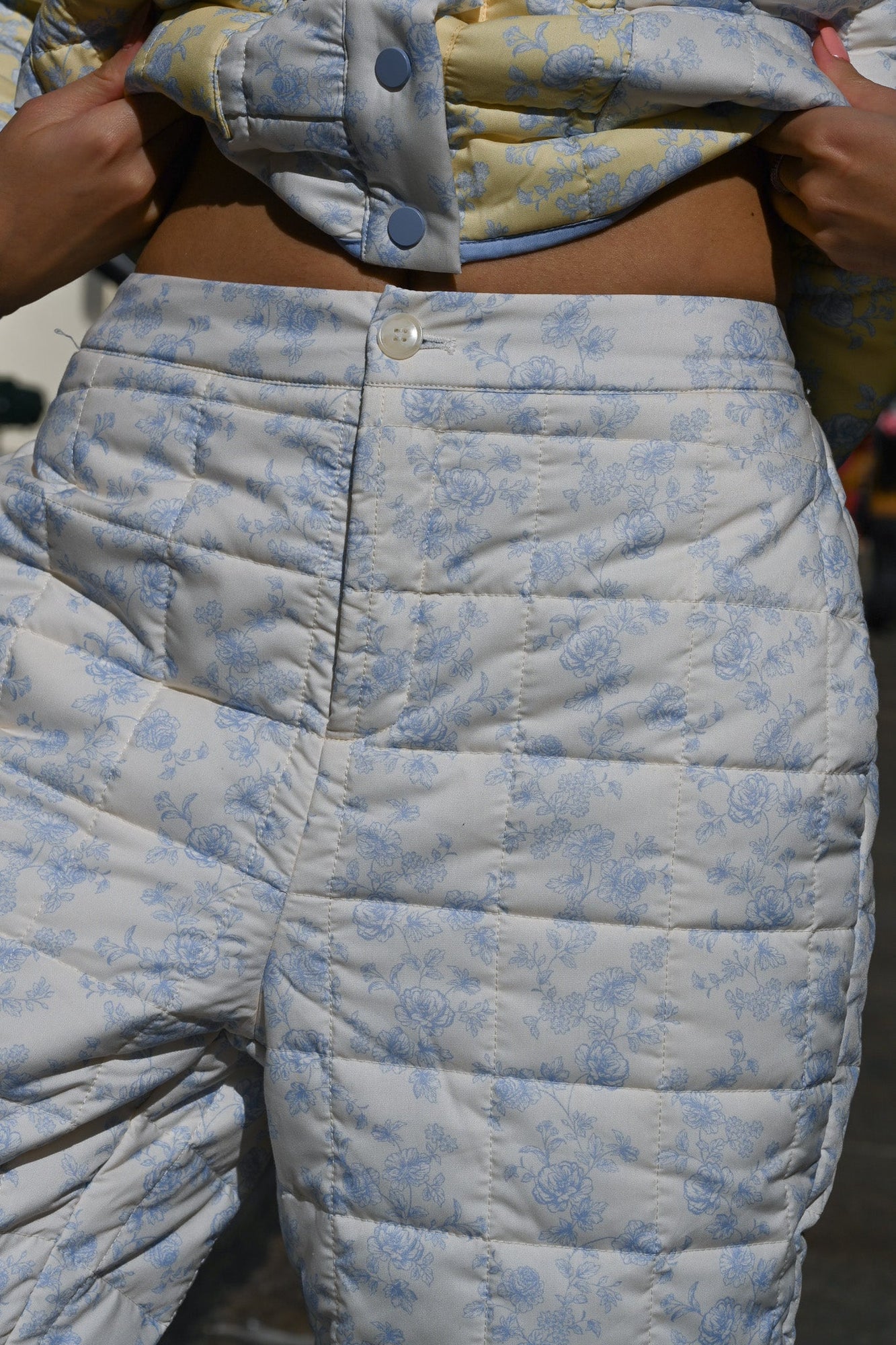 Ada Quilted Joggers | Blue Toile