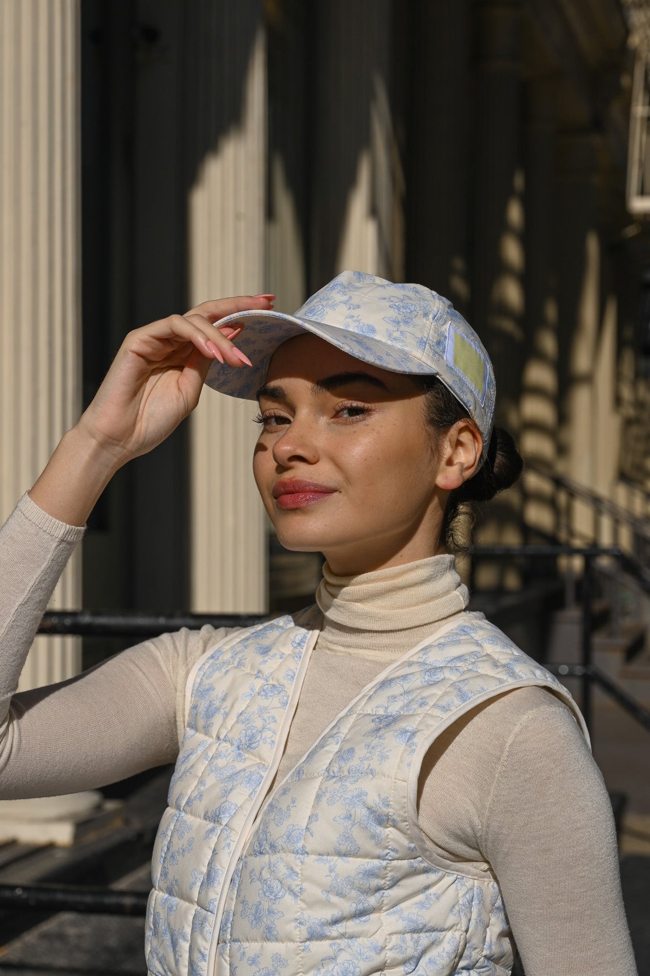 Luca Quilted Cap | Blue Toile