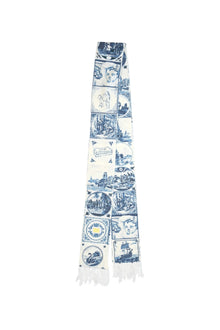 Delft Knit Scarf | White & Blue