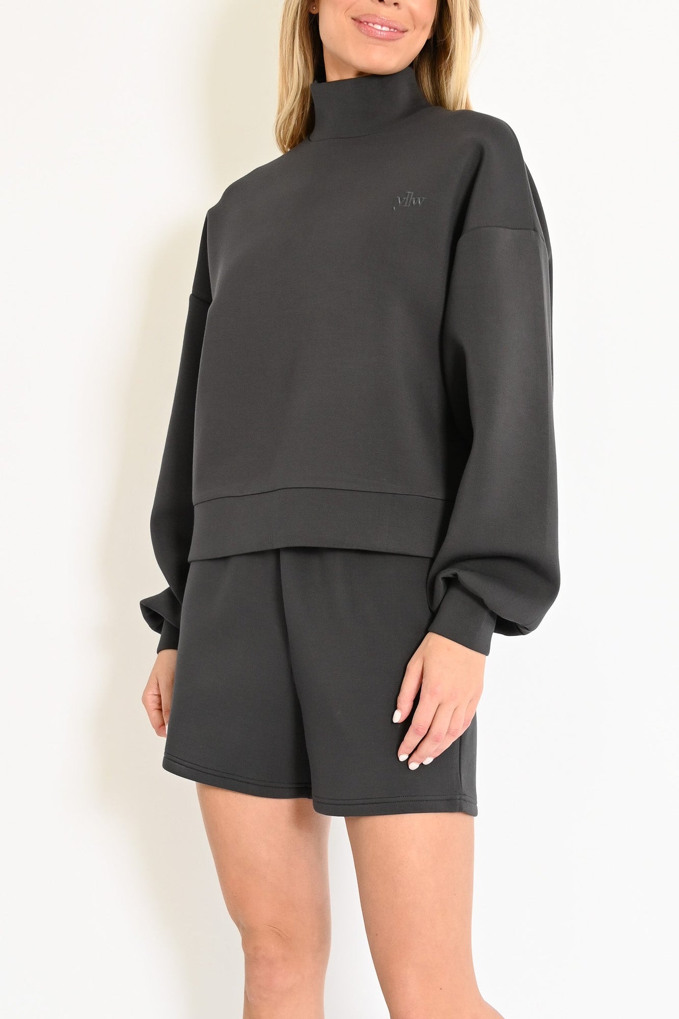 Maya Knit Neoprene Pullover | Charcoal
