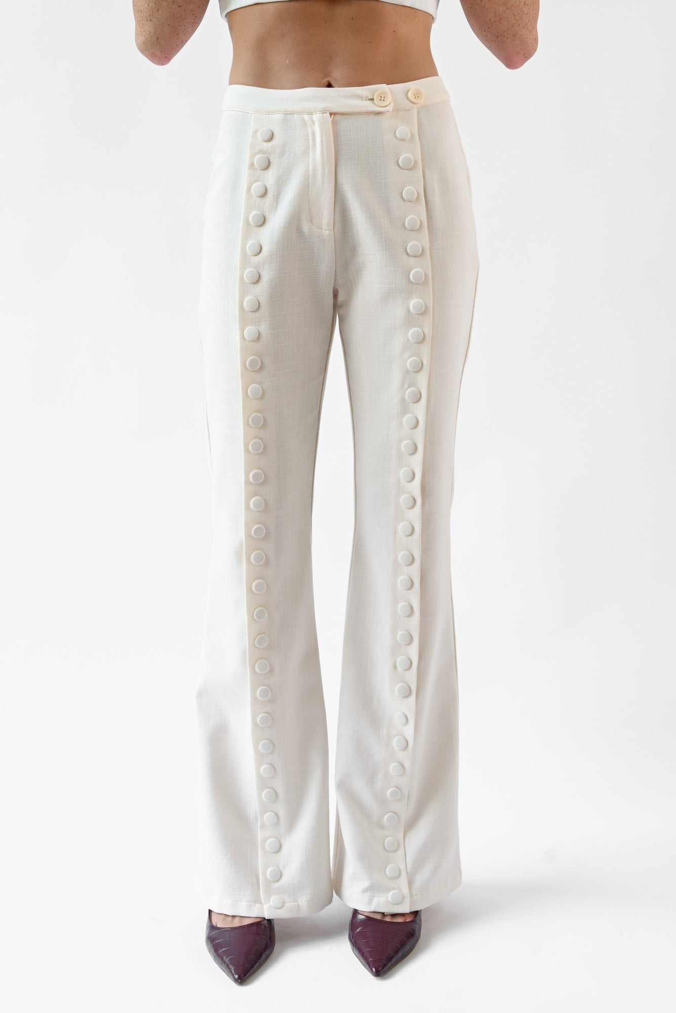 Fabio Linen Snap Trousers | White