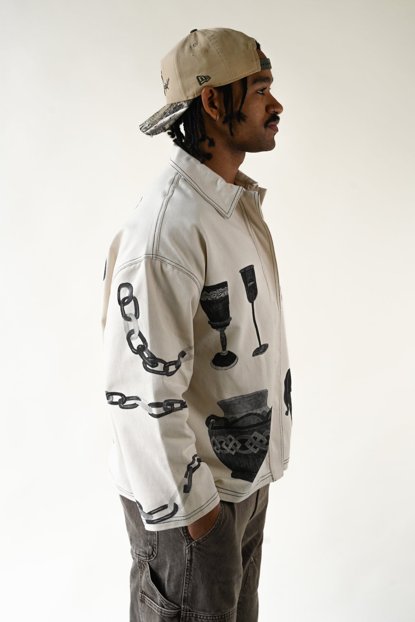 Britton Canvas Jacket | White & Black