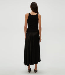 Desi Asymmetrical Satin Skirt | Black
