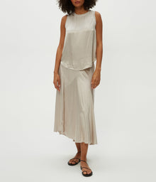 Desi Asymmetrical Satin Skirt | Cement