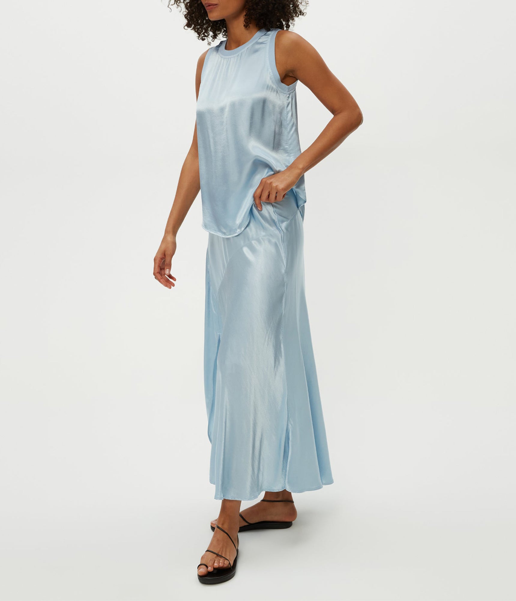 Desi Asymmetrical Satin Skirt | Fountain