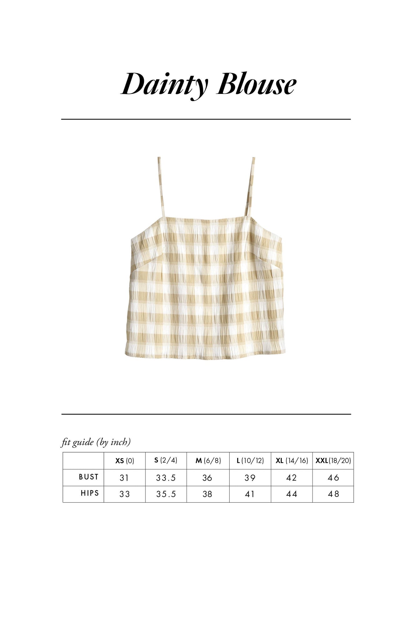 Dainty Blouse | Beige Gingham