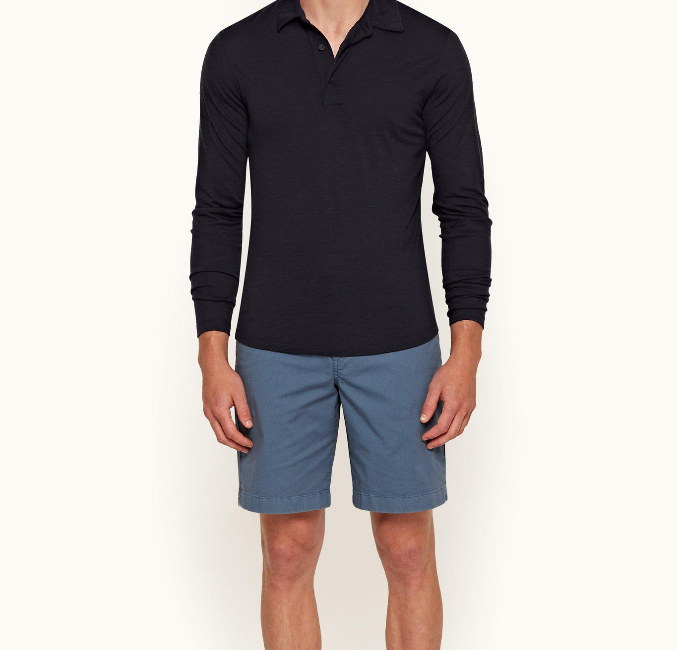 Dane Cotton Twill Longest-Length Cotton Twill Shorts | Blue Smoke