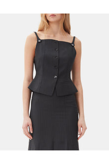 Dark Grey Stripe Suiting Vest Top | Phantom